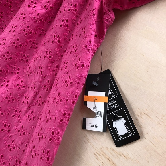 NWT Crown & Ivy Pink Eyelet Off Shoulder Dress - Picture 4 of 8